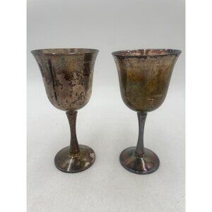 Vintage Silver-Plated Goblets Aged Patina Drink Like Royalty Or A Pirate
